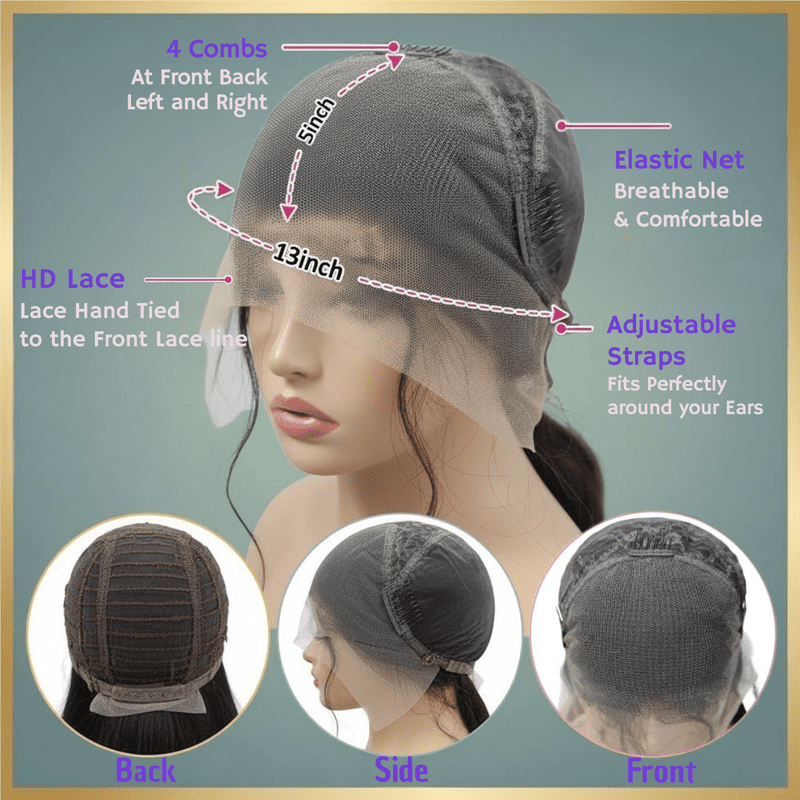 Virgin Straight Brazilian HD Lace Closure Wig - Image 3