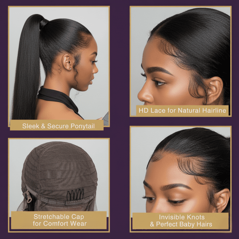 Virgin Straight Brazilian HD Lace Closure Wig - Image 2